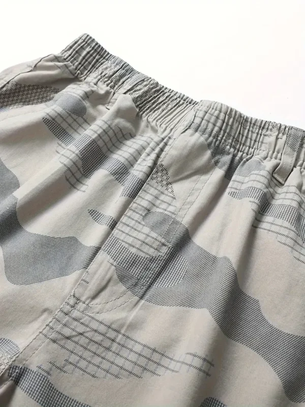 Short cargo ample à taille élastique avec poches latérales pour homme, motif camouflage décontracté, pour les loisirs en plein air et le travail en été – Image 6