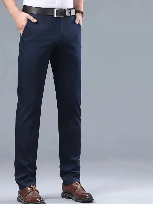 Pantalon habillé légèrement extensible de couleur unie pour homme pour les occasions de bureau, toutes saisons – Image 6