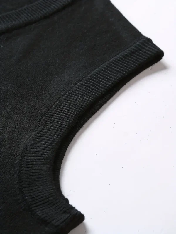 Pull tricoté décontracté, veste thermique sans manches à col en V, gilet en laine, débardeur pour homme pour l'automne et l'hiver – Image 6