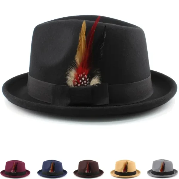 Chapeau à plumes de style britannique pour homme avec bord roulé Chapeau à plumes de style britannique pour homme avec bord roulé, Un cadeau attentionné pour les hommes d'âge moyen et les personnes âgées. 15 septembre 2024 Kotazando