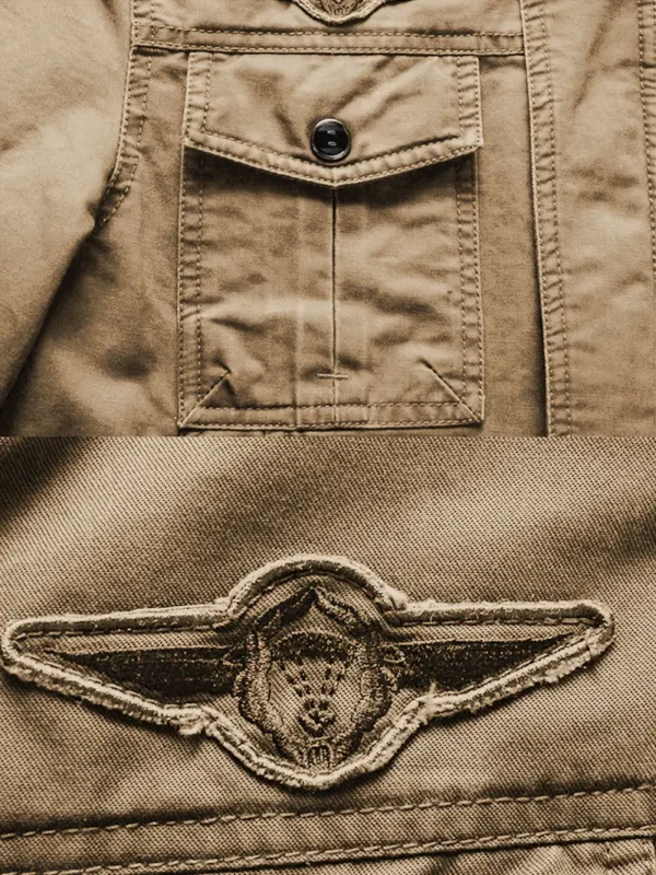 Jacket de moto zippée à manches longues en pur coton pour homme – Image 7