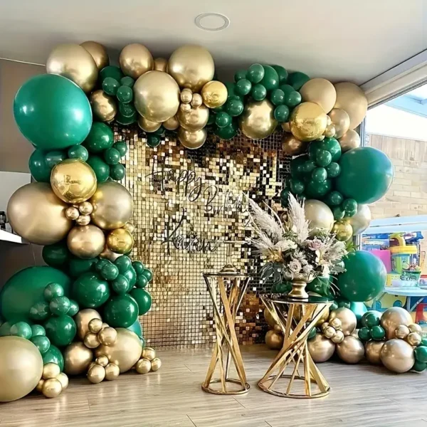 136 pièces, kit d'arche de guirlande de ballons verts et dorés, décoration de mariage, décoration de fête d'anniversaire