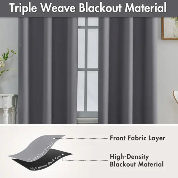 Rideaux occultants, rideaux de fenêtre de couleur unie, traitements de fenêtre pour chambre à coucher – Image 7