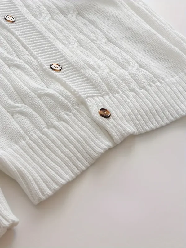 Cardigan boutonné à manches longues en tricot côtelé uni pour homme, hauts confortables chics et tendance pour l'automne et l'hiver, vêtements de loisirs en plein air – Image 7