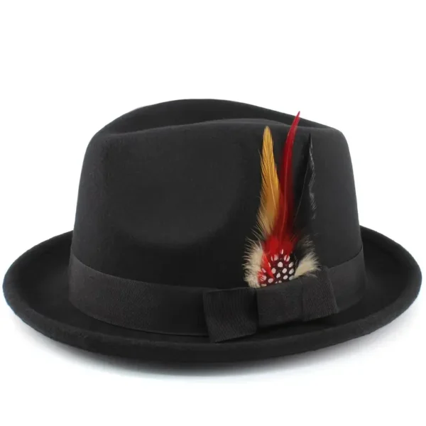 Chapeau à plumes de style britannique pour homme avec bord roulé Chapeau à plumes de style britannique pour homme avec bord roulé, Un cadeau attentionné pour les hommes d'âge moyen et les personnes âgées. 15 septembre 2024 Kotazando