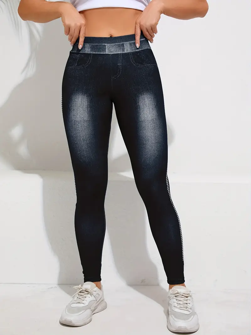 Pantalon moulant de yoga en simili-jean, legging de sport extensible pour course à pied, vêtements de sport pour femmes 8 Pantalon moulant de yoga en simili-jean, legging de sport extensible pour course à pied, vêtements de sport pour femmes – Image 7