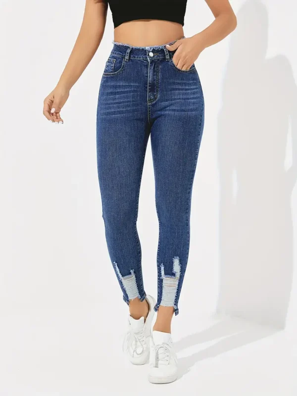 Jean skinny taille haute à coupe slim, jean moulant polyvalent et extensible, jeans et vêtements en denim pour femmes – Image 3