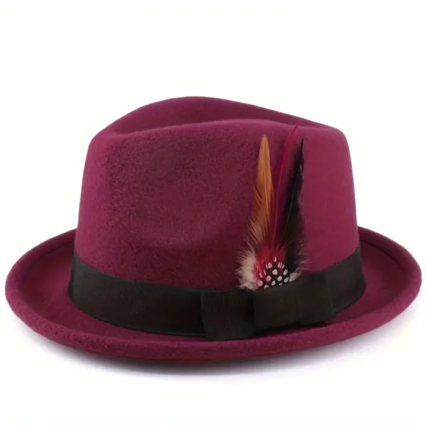 Chapeau à plumes de style britannique pour homme avec bord roulé Chapeau à plumes de style britannique pour homme avec bord roulé, Un cadeau attentionné pour les hommes d'âge moyen et les personnes âgées. 15 septembre 2024 Kotazando