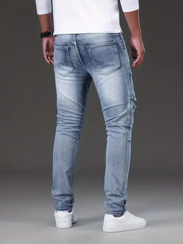 Jean slim chic pour motard, pantalon en denim extensible moyen pour homme – Image 8