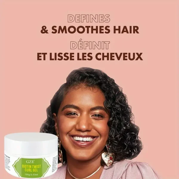 Gel coiffant hydratant GZE Biotin Twist Curl 100 g, Gel coiffant hydratant pour cheveux normaux pour une tenue flexible – Image 9