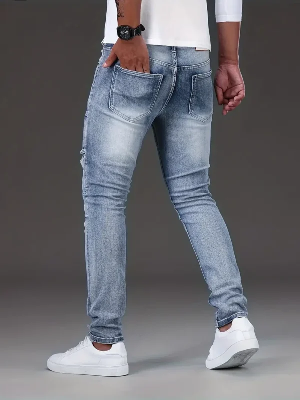 Jean slim chic pour motard, pantalon en denim extensible moyen pour homme – Image 9