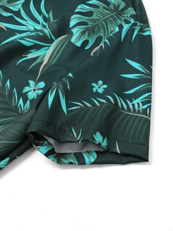Chemise à revers hawaïenne tendance pour homme avec imprimé floral élégant et short de couleur unie – Image 10