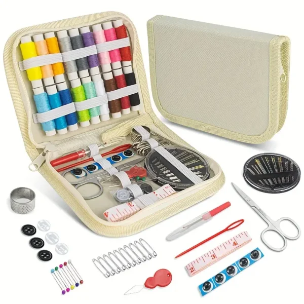 Kit de couture complet avec étui, Essentiels de voyage portables pour débutants, comprend du fil, des aiguilles, des ciseaux, un mètre ruban et plus encore, Cadeau parfait pour grand-mère – Image 10