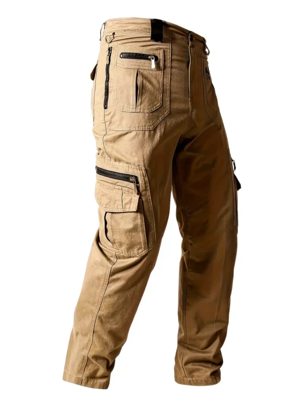 Pantalon cargo uni 100 % coton pour homme, design multipoches, pantalon décontracté et confortable pour l'extérieur