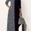 Robe À Rayures À Boutonnage Simple Robe À Rayures À Boutonnage Simple, Robe Maxi Décontractée À Manches Longues Et Blocs De Couleur Pour Le Printemps Et L'automne, Vêtements Pour Femmes 26 décembre 2024 Kotazando