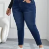 Jean Décontracté Grande Taille Pour Femme Jean basique grande taille, jean skinny délavé taille haute avec braguette boutonnée pour femme septembre 13, 2024 Kotazando