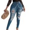 Femme Grande Taille Patchwork Taille Haute Jeans Skinny Déchirés Femme Grande Taille Patchwork Taille Haute Jeans Skinny Déchirés, Denim Extensible, Délavé Léger Déchiré Longueur Cheville Pantalon, Style Décontracté 13 septembre 2024 Kotazando