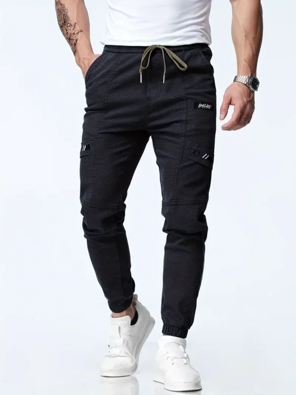 Pantalon De Jogging Décontracté Avec Cordon De Serrage À La Taille Pour Hommes, Pantalon De Sport Effilé Extensible Chic