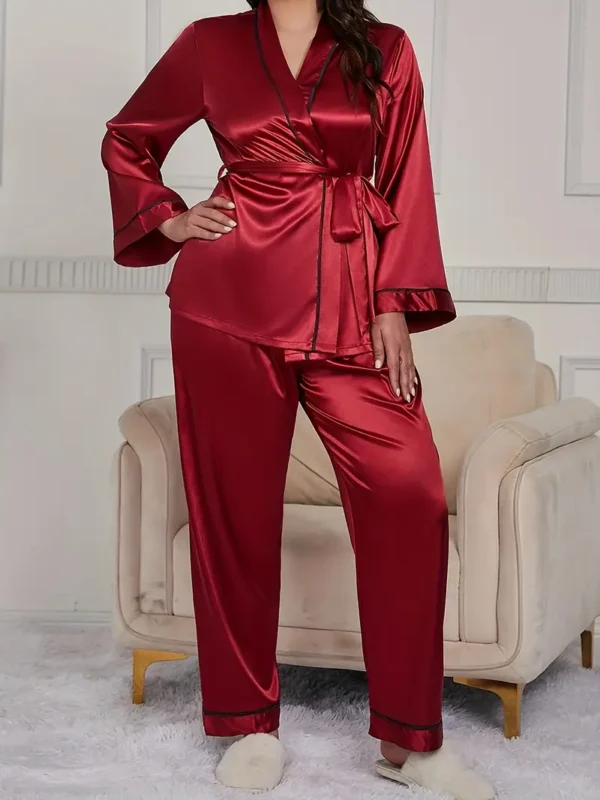 Ensemble de pyjama élégant pour femme du Nouvel An chinois Ensemble de pyjama élégant pour femme du Nouvel An chinois, haut et pantalon à ceinture à reliure contrastée grande taille, ensemble de détente 2 pièces septembre 23, 2024 Kotazando