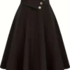 Jupe trapèze taille haute vintage pour femme avec détails boutonnés Jupe trapèze taille haute vintage pour femme avec détails boutonnés, jupe plissée décontractée, mélange de polyester et d'élasthanne, couleur unie, toutes saisons, légèrement extensible 26 décembre 2024 Kotazando