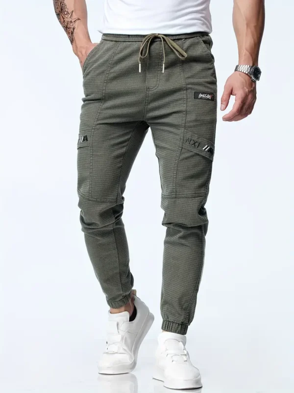 Pantalon De Jogging Décontracté Avec Cordon De Serrage À La Taille Pour Hommes, Pantalon De Sport Effilé Extensible Chic – Image 12