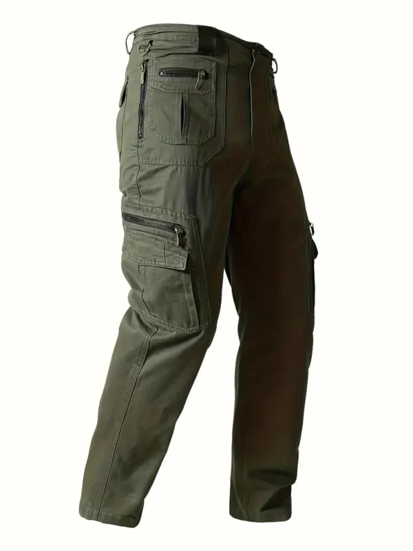 Pantalon cargo uni 100 % coton pour homme, design multipoches, pantalon décontracté et confortable pour l'extérieur - Image 2