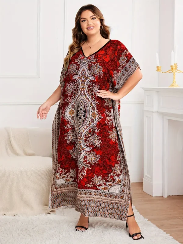 Robe ample à imprimé floral grande taille Robe ample à imprimé floral grande taille, robe élégante à manches chauve-souris et col en V, vêtements grande taille pour femmes 8 septembre 2024 Kotazando