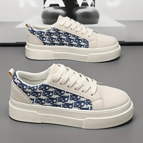 Sneakers tendance en toile pour homme, Chaussures décontractées respirantes et légères à lacets, Semelle en PVC, bout rond, semelle intérieure en tissu, Polyvalentes pour toutes les saisons, en extérieur et au quotidien – Image 12