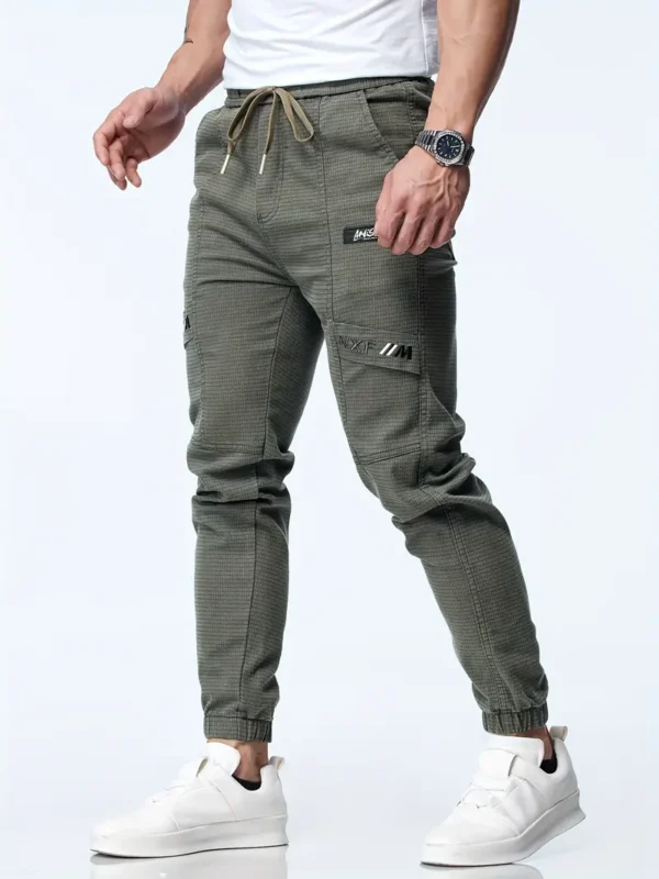 Pantalon De Jogging Décontracté Avec Cordon De Serrage À La Taille Pour Hommes, Pantalon De Sport Effilé Extensible Chic – Image 11