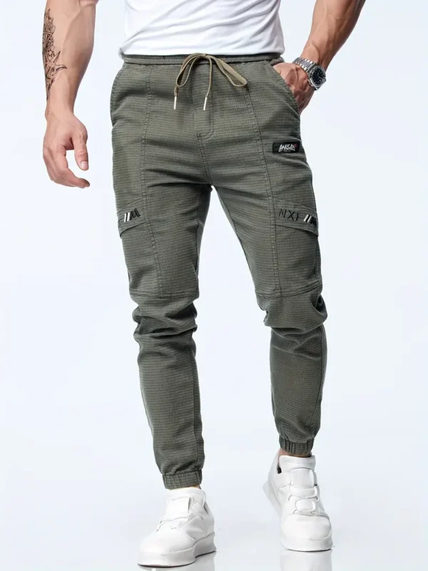 Pantalon De Jogging Décontracté Avec Cordon De Serrage À La Taille Pour Hommes, Pantalon De Sport Effilé Extensible Chic – Image 10