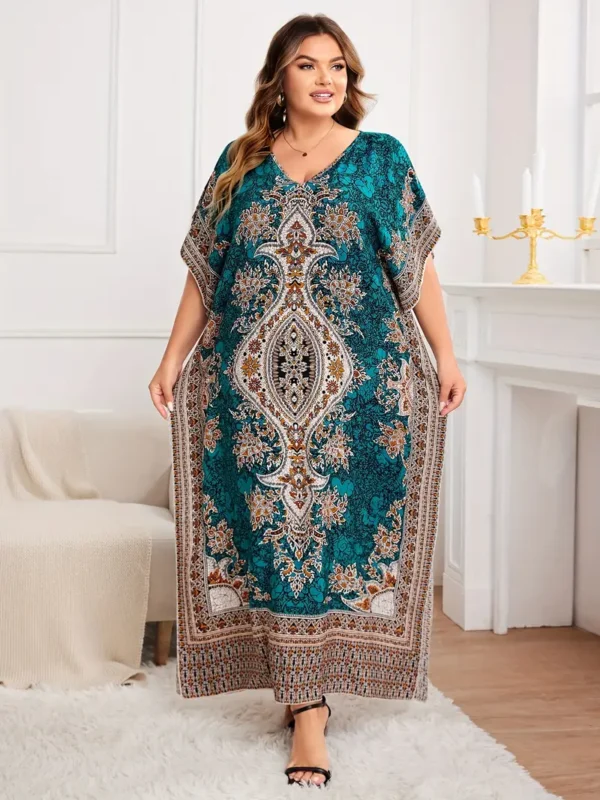 Robe ample à imprimé floral grande taille Robe ample à imprimé floral grande taille, robe élégante à manches chauve-souris et col en V, vêtements grande taille pour femmes 8 septembre 2024 Kotazando