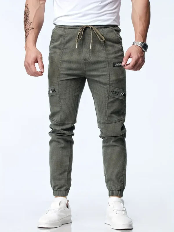 Pantalon De Jogging Décontracté Avec Cordon De Serrage À La Taille Pour Hommes, Pantalon De Sport Effilé Extensible Chic – Image 9