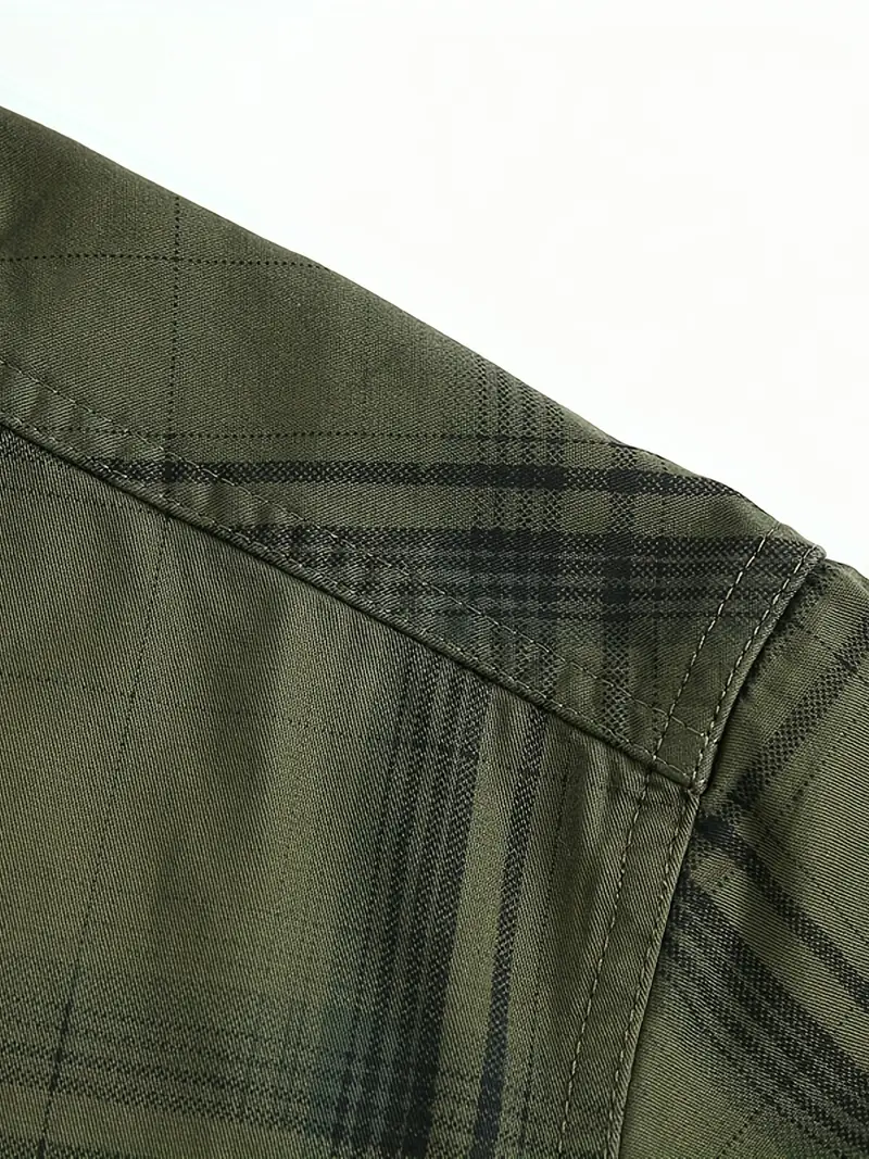 Chemise Décontractée À Carreaux Boutonnée À Manches Longues Pour Hommes, Chemise Cargo Multi-poches En Coton, Vêtements Pour Hommes Pour Le Printemps Été Automne, Hauts Pour Hommes 16 Chemise Décontractée À Carreaux Boutonnée À Manches Longues Pour Hommes, Chemise Cargo Multi-poches En Coton, Vêtements Pour Hommes Pour Le Printemps Été Automne, Hauts Pour Hommes – Image 15