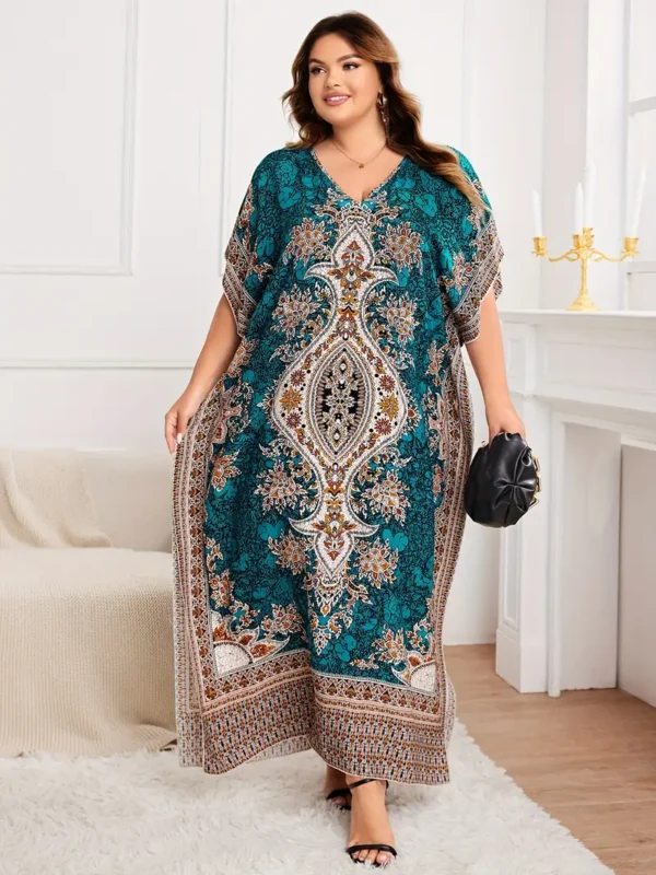 Robe ample à imprimé floral grande taille Robe ample à imprimé floral grande taille, robe élégante à manches chauve-souris et col en V, vêtements grande taille pour femmes 8 septembre 2024 Kotazando