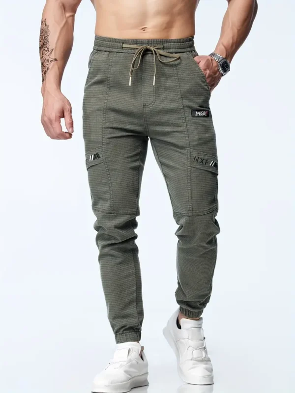 Pantalon De Jogging Décontracté Avec Cordon De Serrage À La Taille Pour Hommes, Pantalon De Sport Effilé Extensible Chic – Image 8