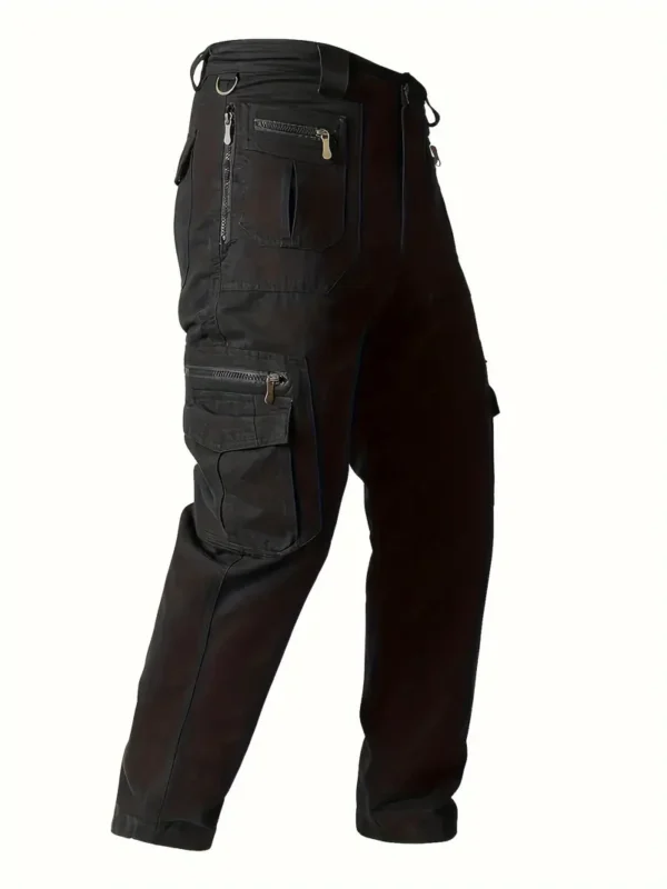 Pantalon cargo uni 100 % coton pour homme, design multipoches, pantalon décontracté et confortable pour l'extérieur - Image 16