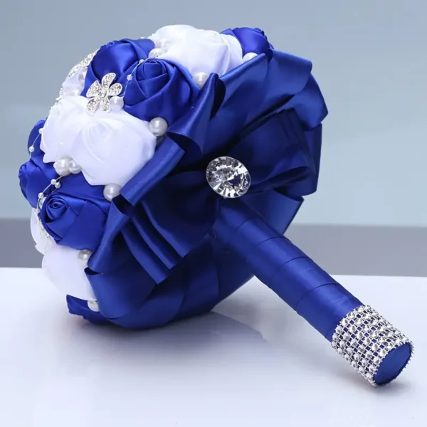 Bouquet de satin de mariée avec fausses perles et strass, accessoire de main romantique pour mariage 14 septembre 2024 Kotazando