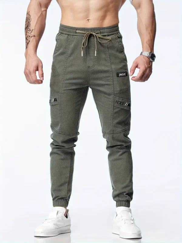 Pantalon De Jogging Décontracté Avec Cordon De Serrage À La Taille Pour Hommes, Pantalon De Sport Effilé Extensible Chic – Image 6