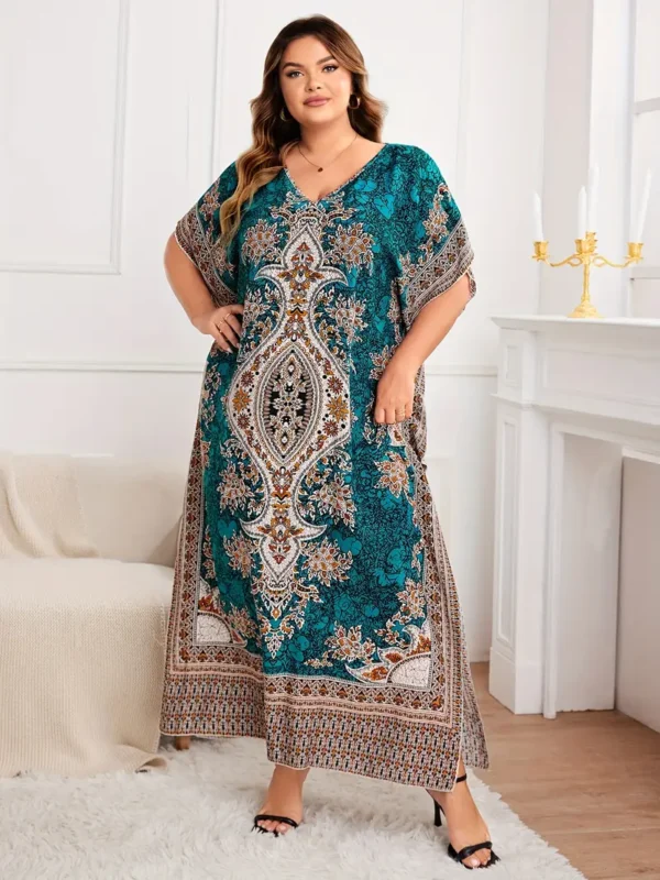 Robe ample à imprimé floral grande taille Robe ample à imprimé floral grande taille, robe élégante à manches chauve-souris et col en V, vêtements grande taille pour femmes 8 septembre 2024 Kotazando