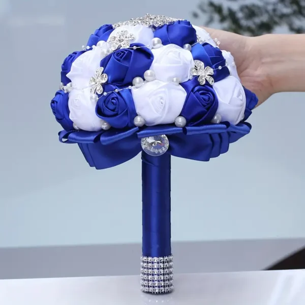 Bouquet de satin de mariée avec fausses perles et strass, accessoire de main romantique pour mariage 14 septembre 2024 Kotazando