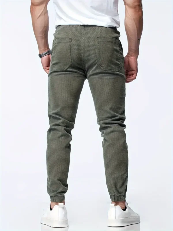 Pantalon De Jogging Décontracté Avec Cordon De Serrage À La Taille Pour Hommes, Pantalon De Sport Effilé Extensible Chic – Image 5