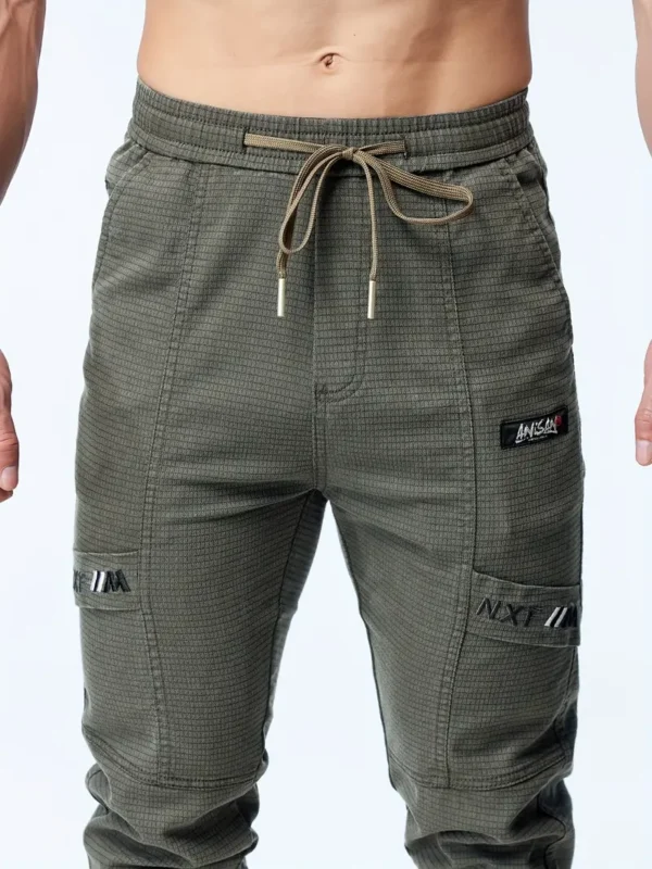 Pantalon De Jogging Décontracté Avec Cordon De Serrage À La Taille Pour Hommes, Pantalon De Sport Effilé Extensible Chic – Image 4