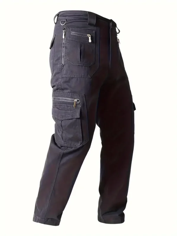 Pantalon cargo uni 100 % coton pour homme, design multipoches, pantalon décontracté et confortable pour l'extérieur - Image 20