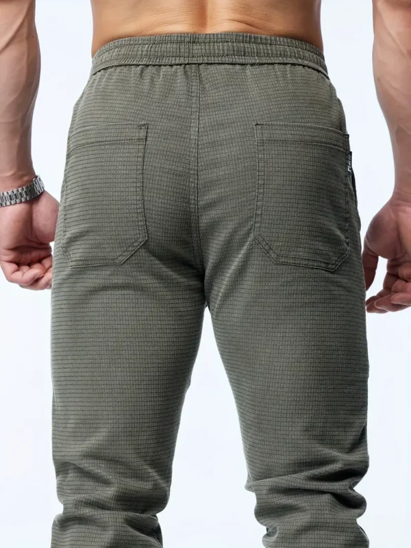 Pantalon De Jogging Décontracté Avec Cordon De Serrage À La Taille Pour Hommes, Pantalon De Sport Effilé Extensible Chic – Image 3