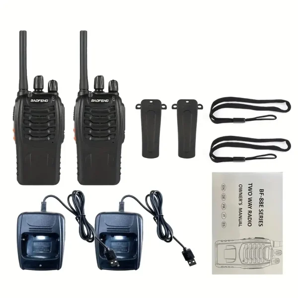 2pcs Radio Portable Bidirectionnelle Bon Marché 88E, Avec Indicateurs LED et Antenne Intégrée, Chargeur USB, Idéale pour la Randonnée, le Vélo et le Camping – Image 3