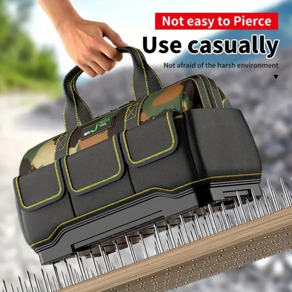 1pc 43.18 Cm Sac à outils, Tissu Oxford Sac électrique étanche Multifonctionnel, Kit d'outils portable et durable de grande capacité, Anti-chute et étanche. Puissant sac d'électricien multifonctionnel en tissu Oxford étanche – Image 3