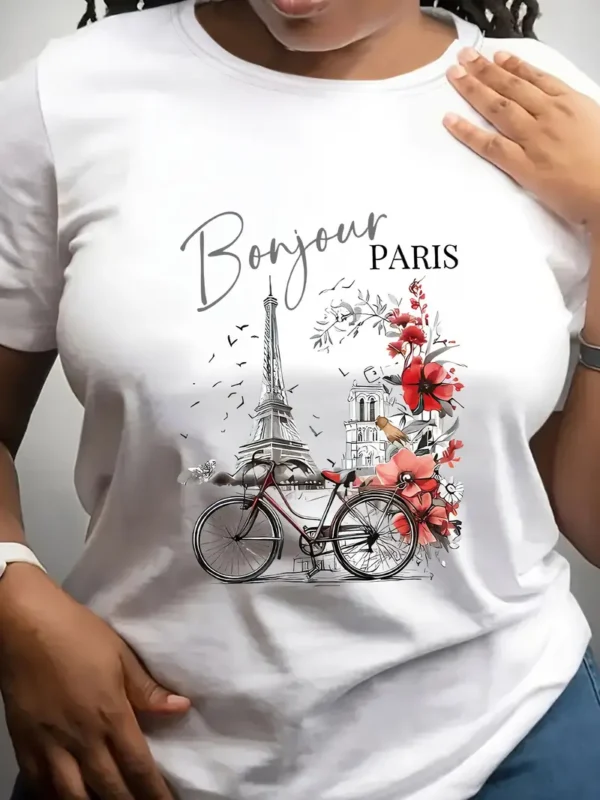 T-shirt ras du cou imprimé Paris grande taille T-shirt ras du cou imprimé Paris grande taille, t-shirt décontracté à manches courtes pour le printemps et l'été, vêtements grande taille pour femmes septembre 28, 2024 Kotazando