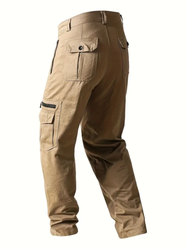 Pantalon cargo uni 100 % coton pour homme, design multipoches, pantalon décontracté et confortable pour l'extérieur - Image 5