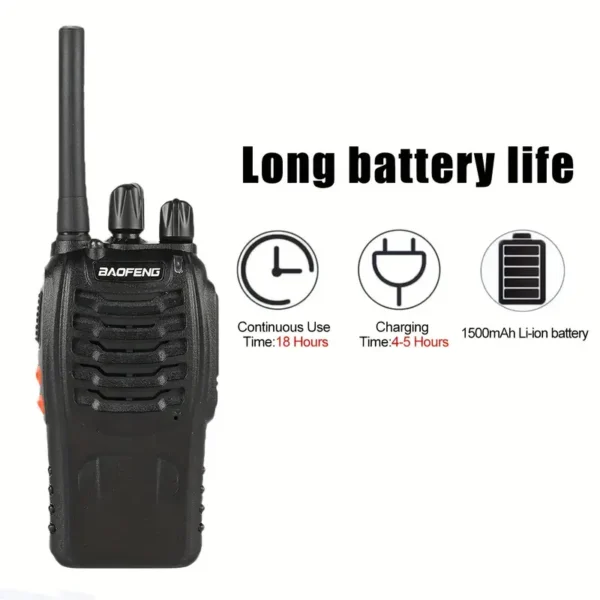 2pcs Radio Portable Bidirectionnelle Bon Marché 88E, Avec Indicateurs LED et Antenne Intégrée, Chargeur USB, Idéale pour la Randonnée, le Vélo et le Camping – Image 4