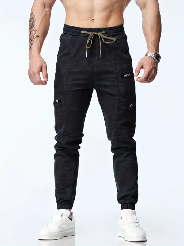 Pantalon De Jogging Décontracté Avec Cordon De Serrage À La Taille Pour Hommes, Pantalon De Sport Effilé Extensible Chic – Image 19